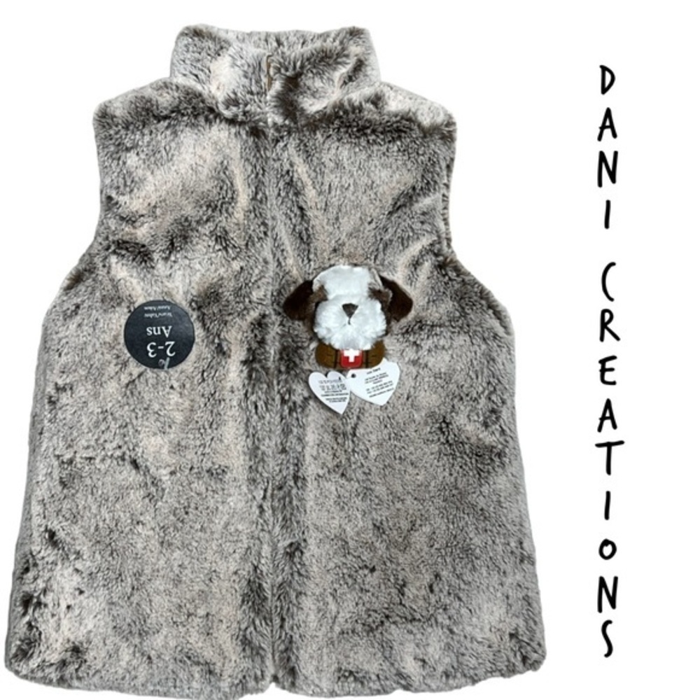 Little girl's soft plush puppy dog vest toddler 2-3T
